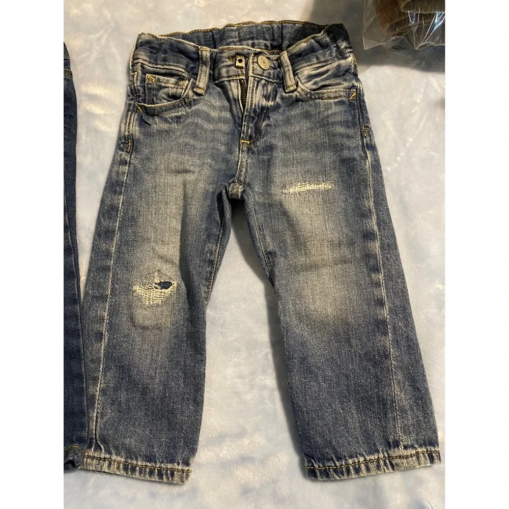 Baby Gap Toddler Jeans Lot 2T 18-24M Skinny Straight Blue Denim Distressed Kids